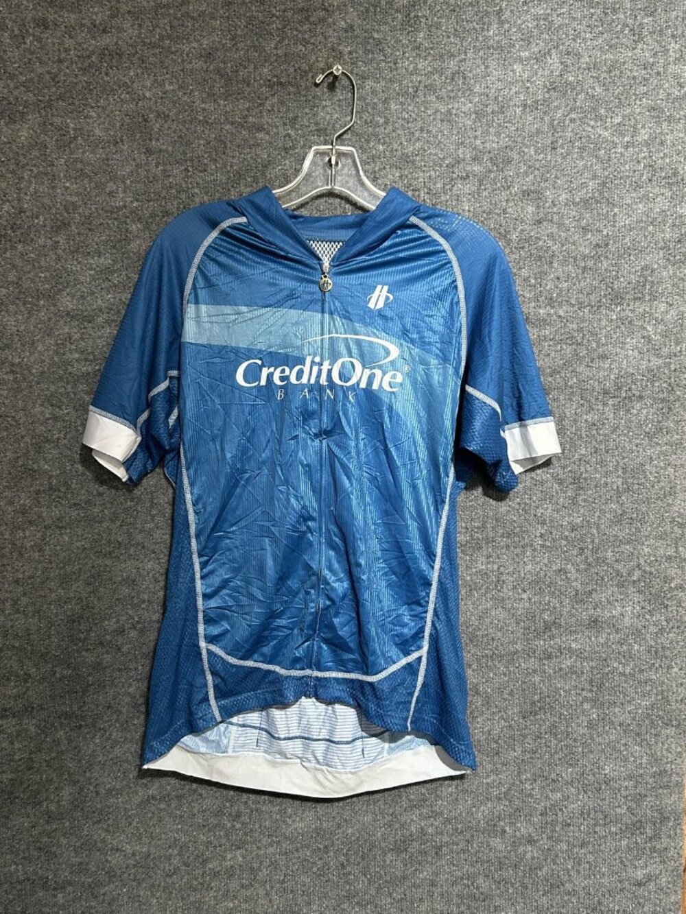 Hincapie Cycling Jersey Mens 2XL Blue Credit One Bank 1/4 Zip Pockets Bike Team